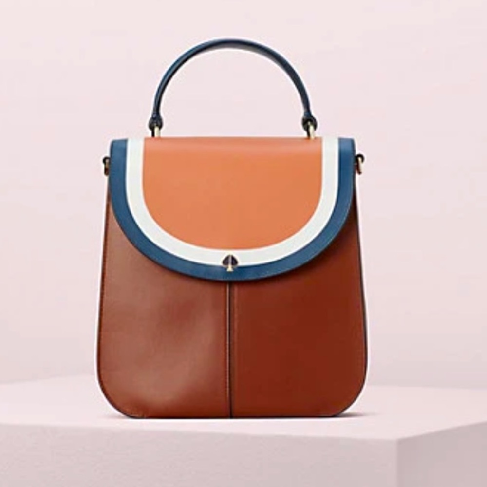 kate spade Navy/Brown/Orange Colorblock Convertible satchel - backpack - purse